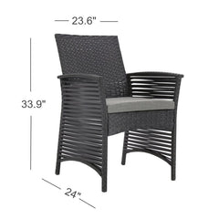 Luca Outdoor Patio Dining Set 4 Chairs and 1 Table (Black)