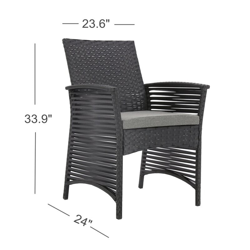 Luca Outdoor Patio Dining Set 4 Chairs and 1 Table (Black)