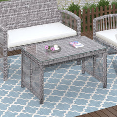 Noele Outdoor Sofa Set 2 Seater, 2 Single seater and 1 Center Table (Silver + White)