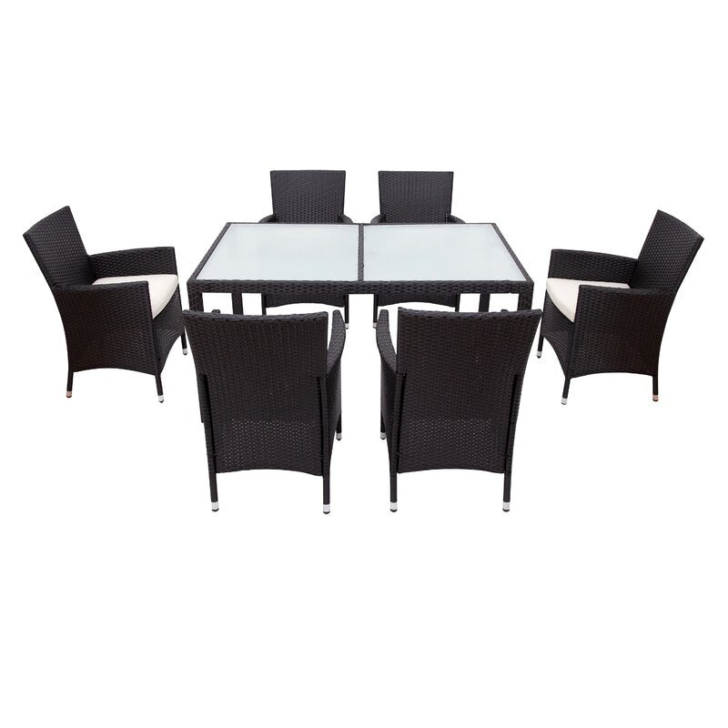 Orso Outdoor Patio Dining Set 6 Chairs and 1 Table (Black)