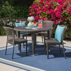 Coco Outdoor Patio Dining Set 4 Chairs and 1 Table (Brown)