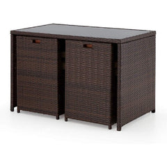 Greco Outdoor Patio Dining Set 4 Chairs and 1 Table (Brown)