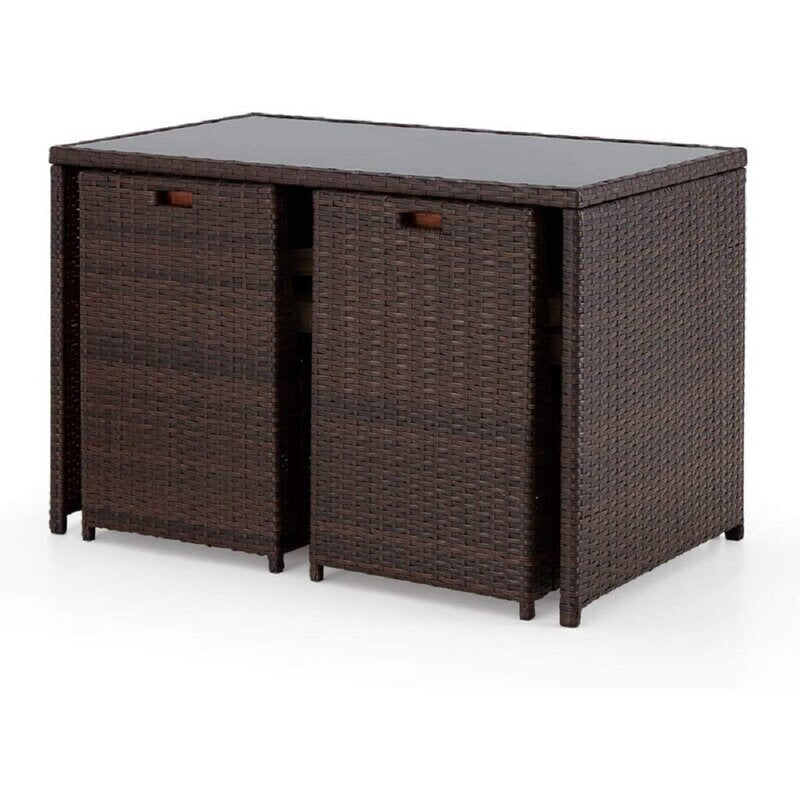 Greco Outdoor Patio Dining Set 4 Chairs and 1 Table (Brown)