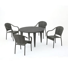 Gelli Outdoor Garden Patio Dining Set 4 Chairs and 1 Table (Gray)