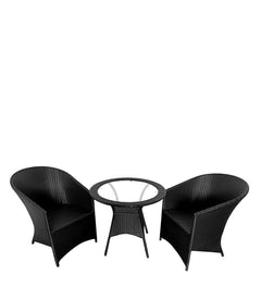 Eka Outdoor Patio Seating Set 2 Chairs and 1 Table Set (Black)