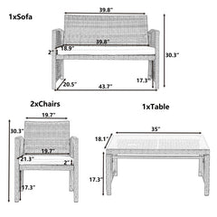 Trevisan Outdoor Sofa Set 2 Seater , 2 Single seater and 1 Center Table (Brown + White)
