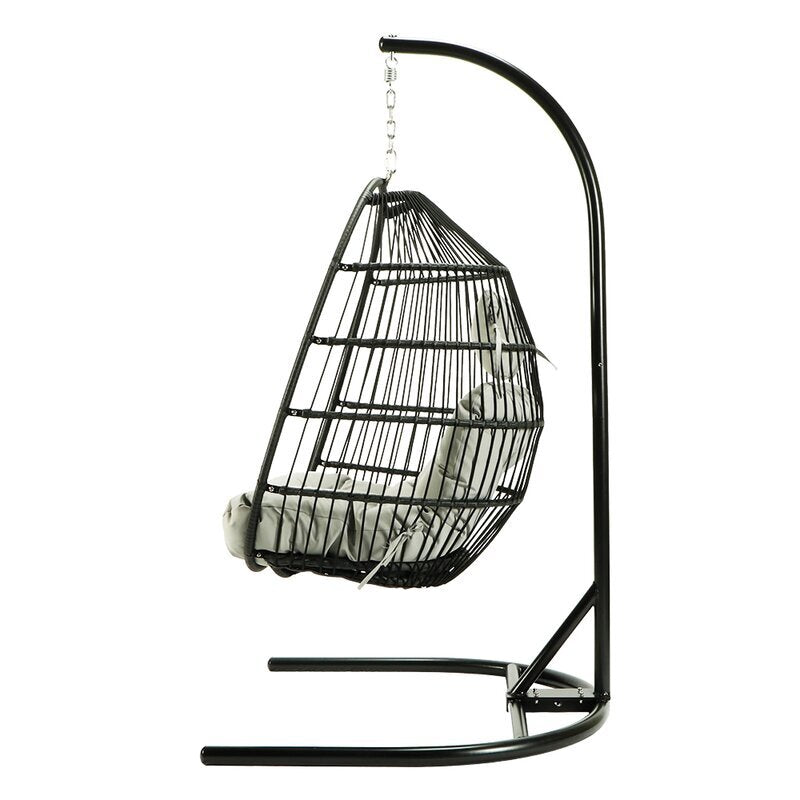 Canali Single Seater Hanging Swing With Stand For Balcony , Garden Swing (Black)