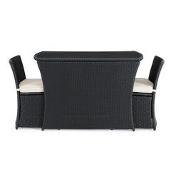 Pru Outdoor Patio Seating Set 2 Chairs and 1 Table Set (Black)