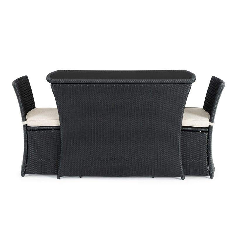 Pru Outdoor Patio Seating Set 2 Chairs and 1 Table Set (Black)