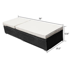 Begin Outdoor Swimming Poolside Lounger (Set of 2) With Side Table (Black)