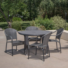 Gelli Outdoor Garden Patio Dining Set 4 Chairs and 1 Table (Gray)