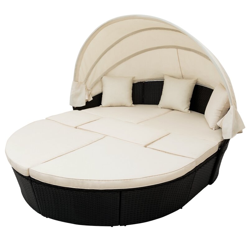 Boni Outdoor Poolside Sunbed With Cushion Daybed (Black)