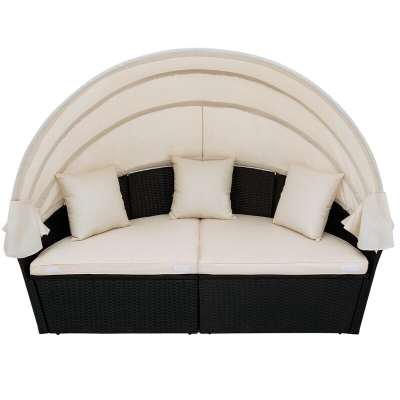 Boni Outdoor Poolside Sunbed With Cushion Daybed (Black)