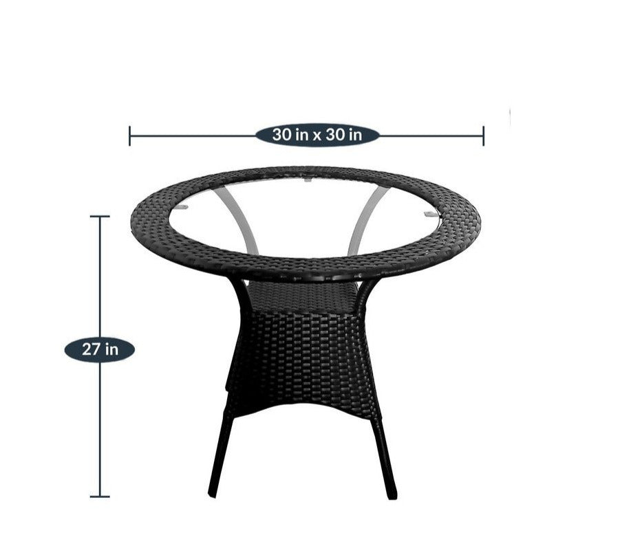 Prince Outdoor Patio Seating Set 4 Chairs and 1 Table Set (Black)