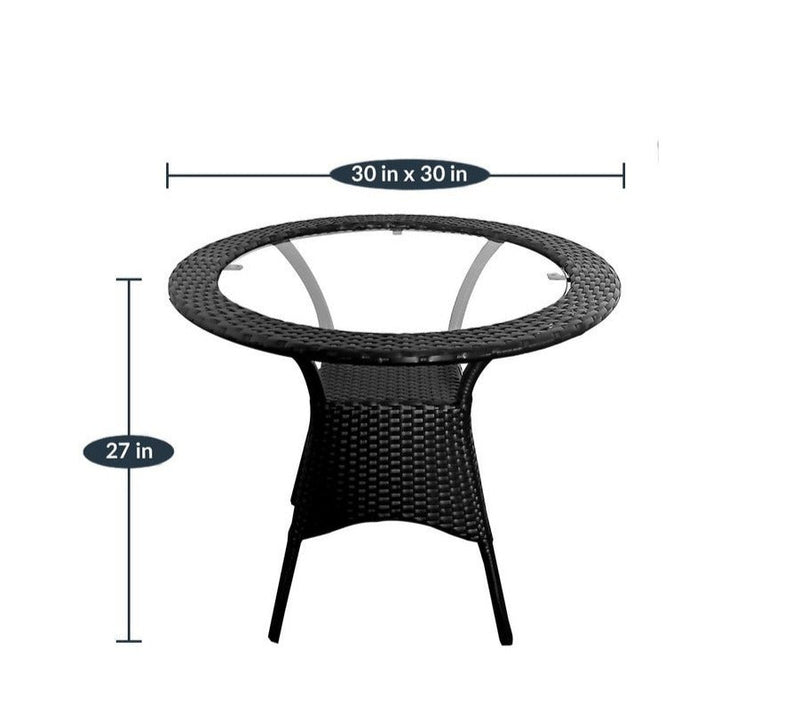 Prince Outdoor Patio Seating Set 4 Chairs and 1 Table Set (Black)