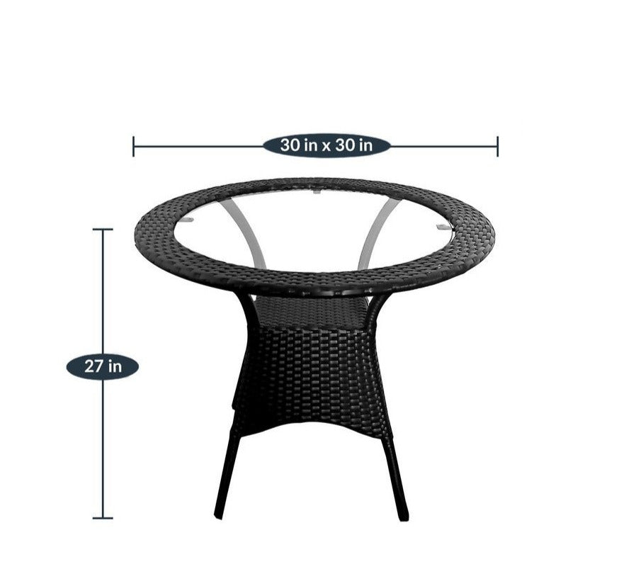 Eka Outdoor Patio Seating Set 2 Chairs and 1 Table Set (Black)