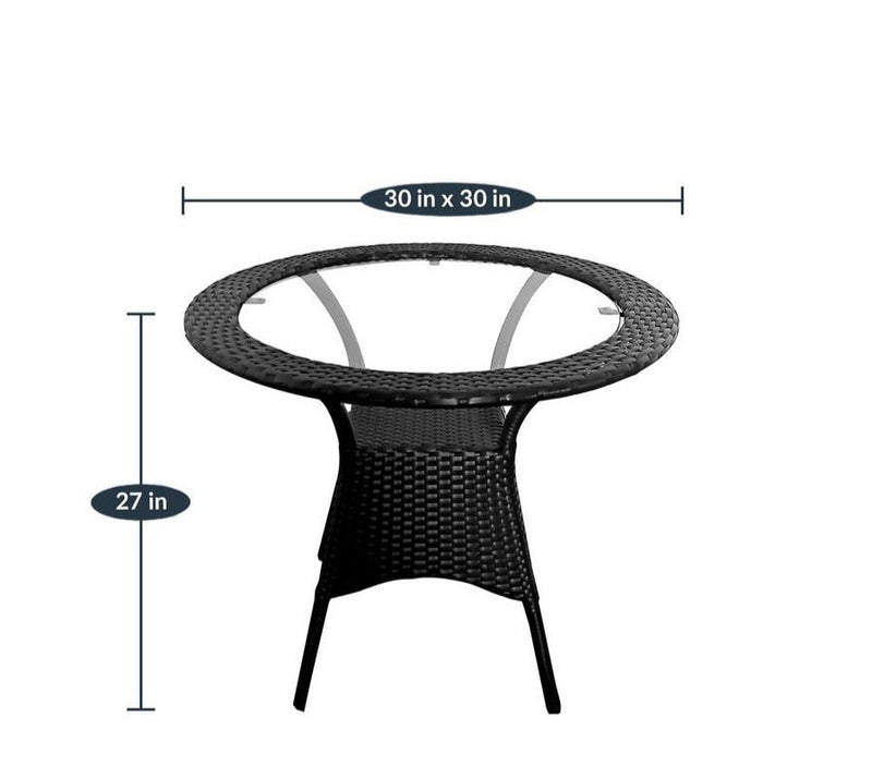 Eka Outdoor Patio Seating Set 2 Chairs and 1 Table Set (Black)