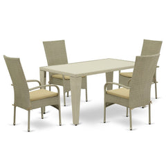 Alessandro Outdoor Patio Dining Set 4 Chairs and 1 Table (Cream)