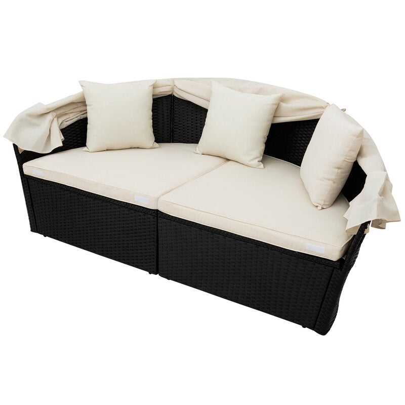 Boni Outdoor Poolside Sunbed With Cushion Daybed (Black)