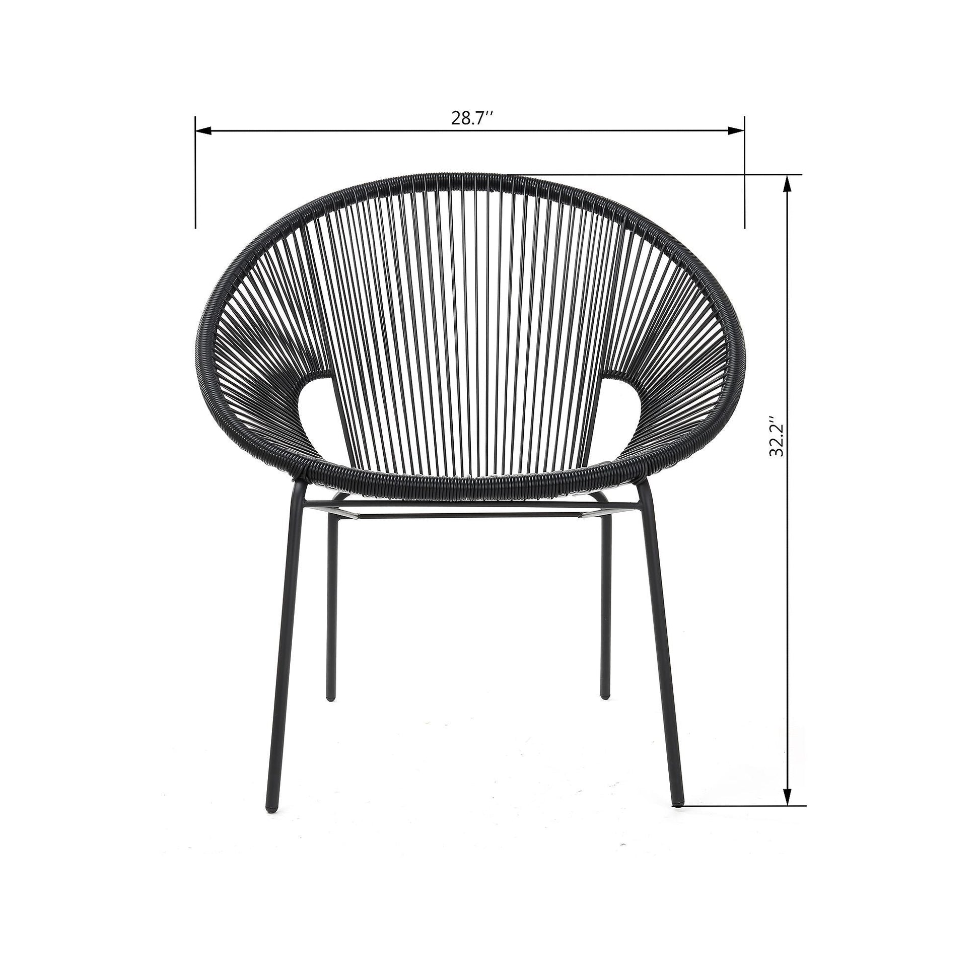 Misht Outdoor Patio Seating Set 2 Chairs and 1 Table Set (Black)