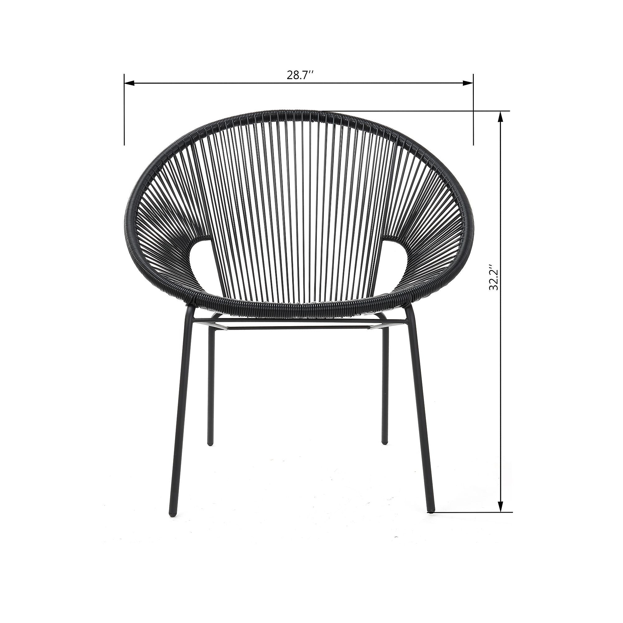 Misht Outdoor Patio Seating Set 2 Chairs and 1 Table Set (Black)