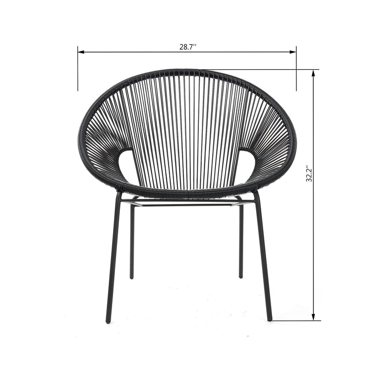 Misht Outdoor Patio Seating Set 2 Chairs and 1 Table Set (Black)