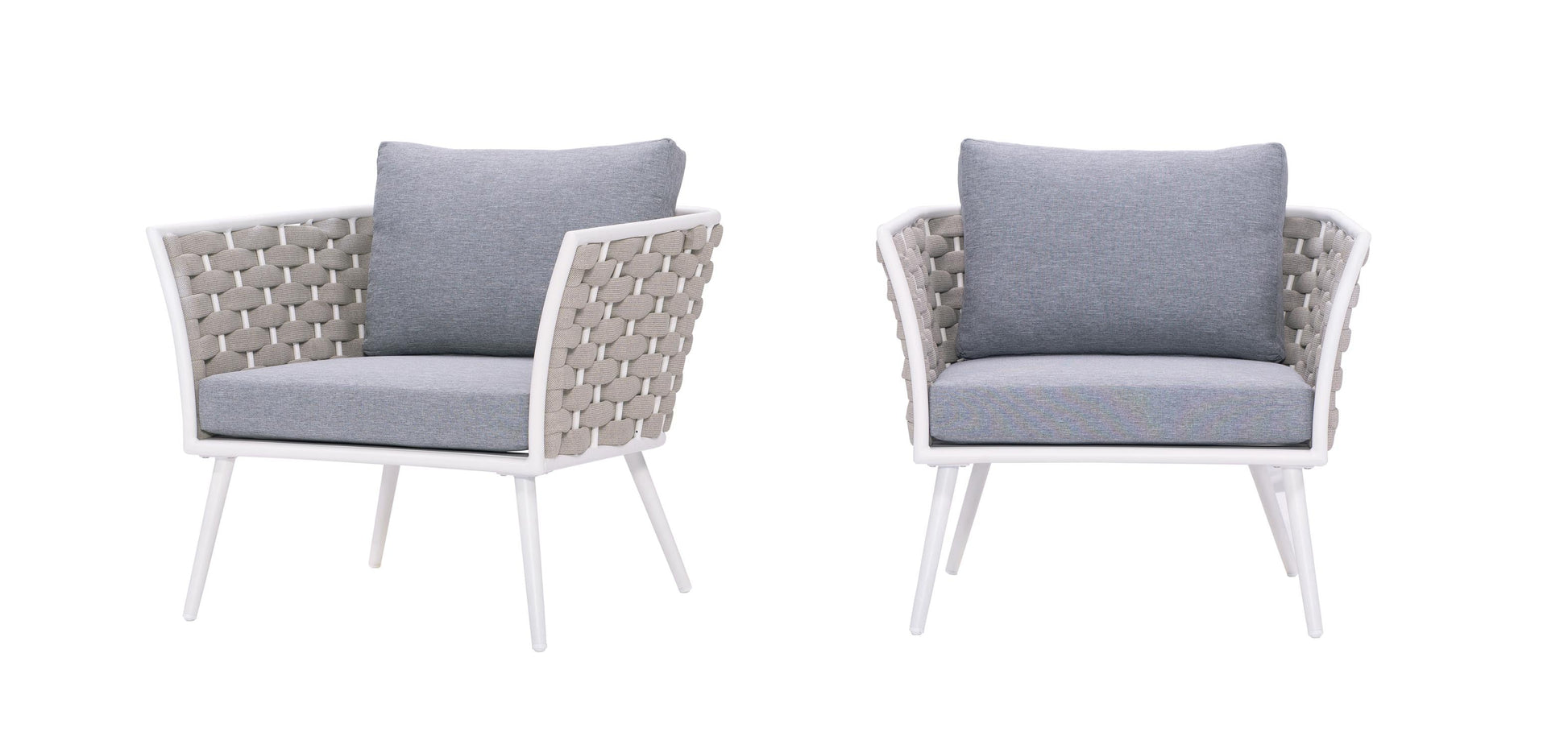 Pozen Outdoor Garden Balcony Sofa Set  2 Seater, 2 Single seater and 1 Center Table Set, Braid & Rope (White + Cream)