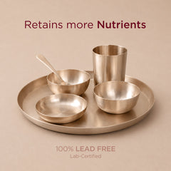 11.5" Kansa Dinner Set • Matte Finish • Thali Size - 11.5" • 100% Lead-Free (कांसे का डिनर सेट)