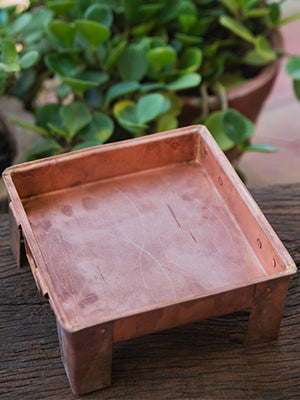 90T1 ALODIE - Havan Kund - Hawan Kund for Home Pure Copper Hawan Kund with Handle On Both Side for Yagya Havan Kund with Stand for Puja & Poojan Purpose Puja Havan Kund (6 Inches)