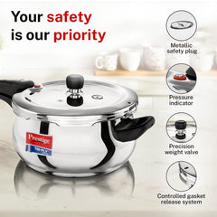 PRESTIGE SVACHH TRI-PLY HANDI PRESSURE COOKER 3 LITRE, Prestige Platina Popular Stainless Steel Unique Impact Forged Bottom Kadai with Toughened Glass Lid, 24cm (2.8 L) (Silver)