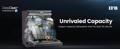 IFB 16 Place Settings with DeepClean® Technology Powered by AI Freestanding Dishwasher (Neptune VX16, Inox Grey, Largest Capacity Washes upto 92 Utensils, 70° Hot Water Wash)