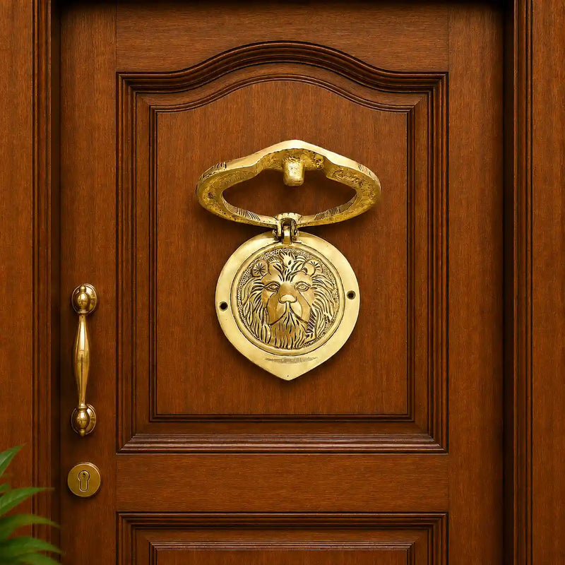 Brass Lion Face Door Knocker