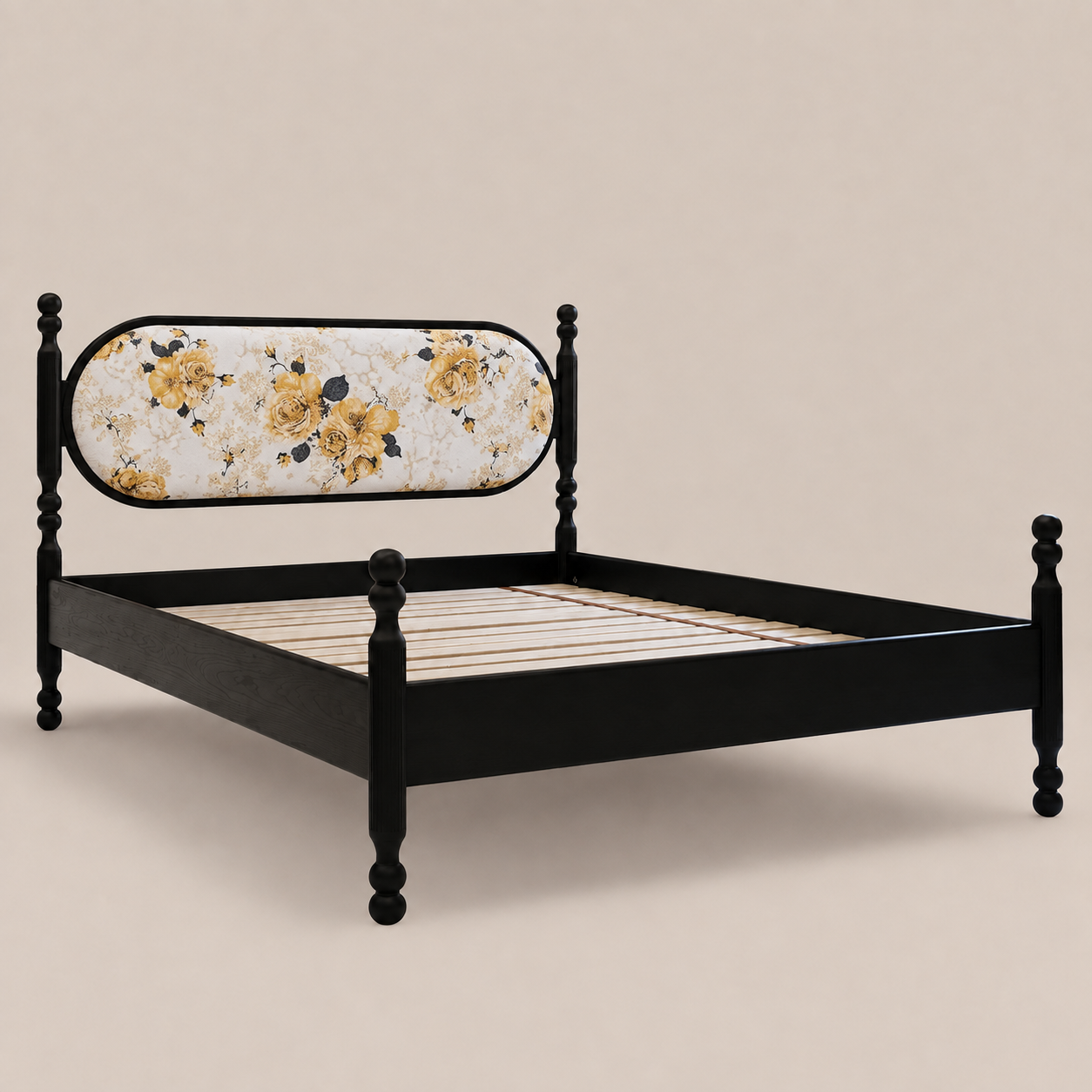 Kingsley Solid Wood Bed with Upholstered Headboard