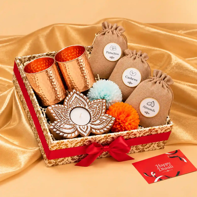Copper Luxury Gift Hamper with Glasses