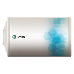 AO Smith 15 Litres 3 Star Horizontal Storage Water Geyser with Glass Coated Incoloy Heating Element (White)