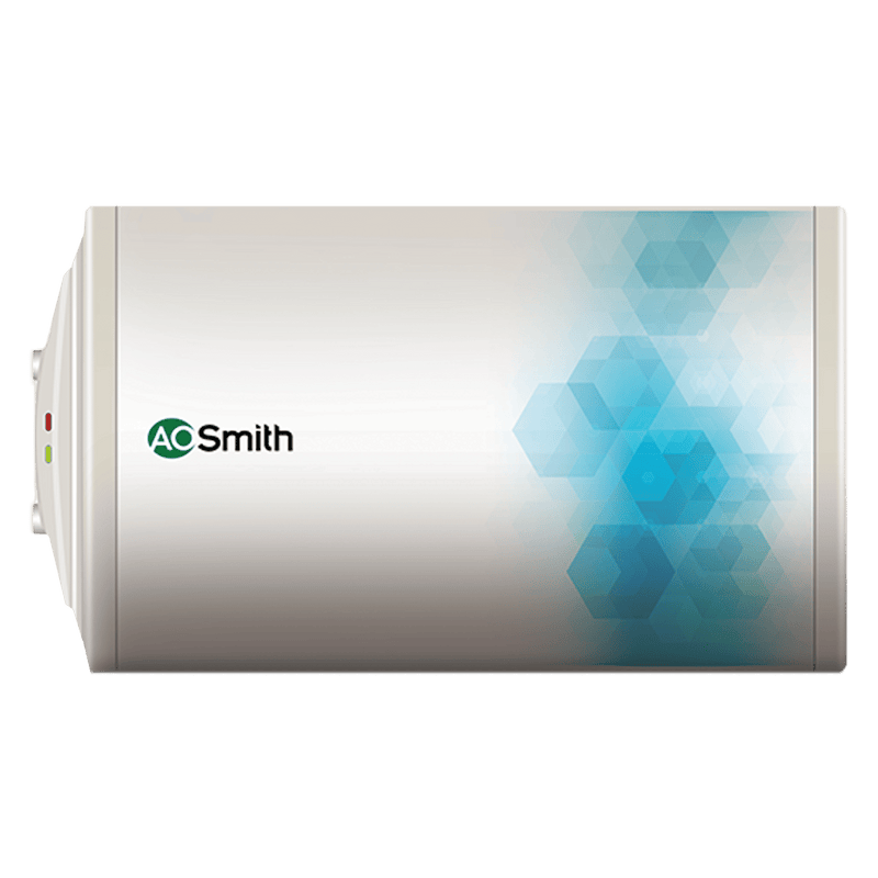 AO Smith 15 Litres 3 Star Horizontal Storage Water Geyser with Glass Coated Incoloy Heating Element (White)