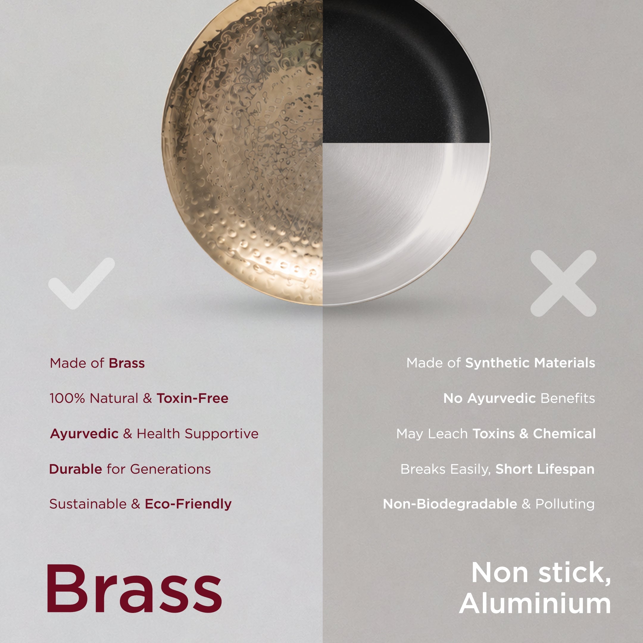 Traditional Brass Tawa | Authentic Dining Collection | 25.5 cm | Total Weight: ~1 kg