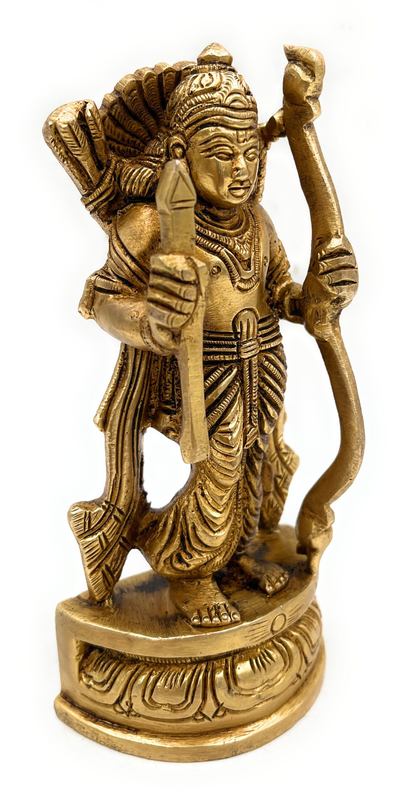 Brass Sri Ram Idol, Pital Rama Murti, Ayodhya Ramachandra Statue, Handmade Shree Ram Vigraham,Gold, 6 Inch, 1 Piece