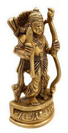 Brass Sri Ram Idol, Pital Rama Murti, Ayodhya Ramachandra Statue, Handmade Shree Ram Vigraham,Gold, 6 Inch, 1 Piece
