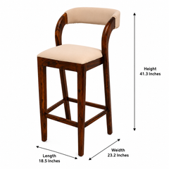 Sierra Solid Sheesham Wood Upholstered Bar Chair with Curved Backrest
