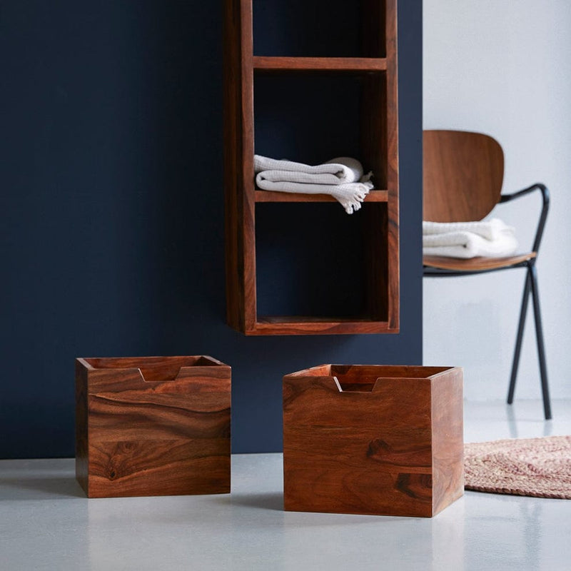 Modern Solid Sheesham Wood Wall Mounted Storage Shelf