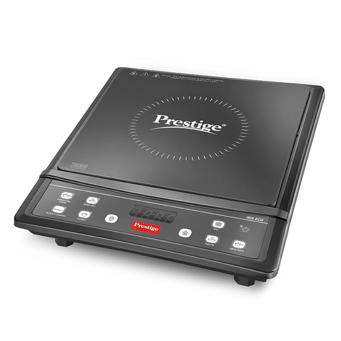 Prestige IRIS ECO 1200 W Induction Cooktop with automatic voltage regulator |Indian Menu option|Power Saver|Timer with User Pre-Set|1 year warranty|Black