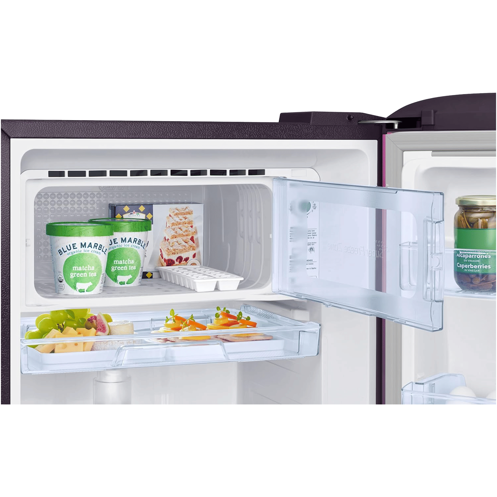 SAMSUNG Horizontal Curve 215 Litres 5 Star Direct Cool Single Door Refrigerator with Base Stand Drawer (RR23D2H259R/HL, Paradise Bloom Purple)