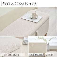 Fabric ottoman bench with storage