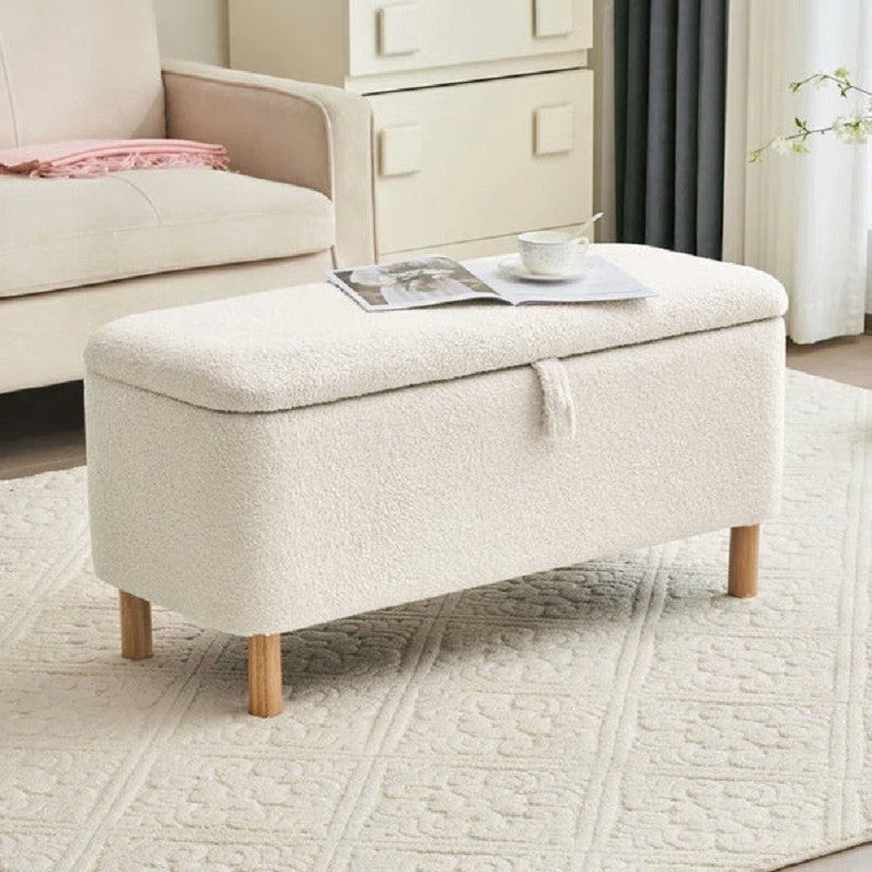 Fabric ottoman bench with storage