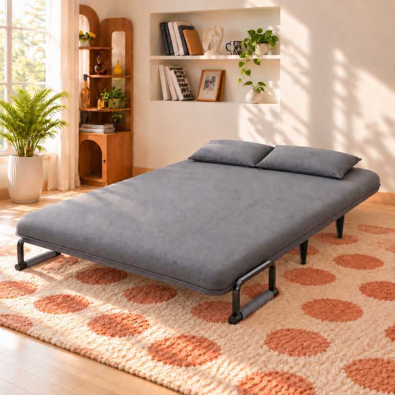 2 Seater Folding Sofa Come Bed, Convertible Sleeper Sofa for Living Room & Guest Room, Double Seat Sofa Bed, Space Saving Folding Sofa Recliner Bed