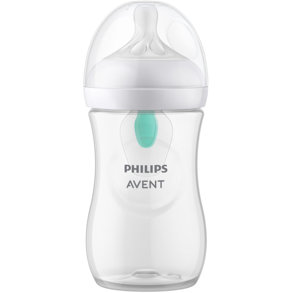 Philips Avent Natural Response Baby Bottle 260ml with AirFree Vent, Medium Flow, 3-6m (SCY673/01)