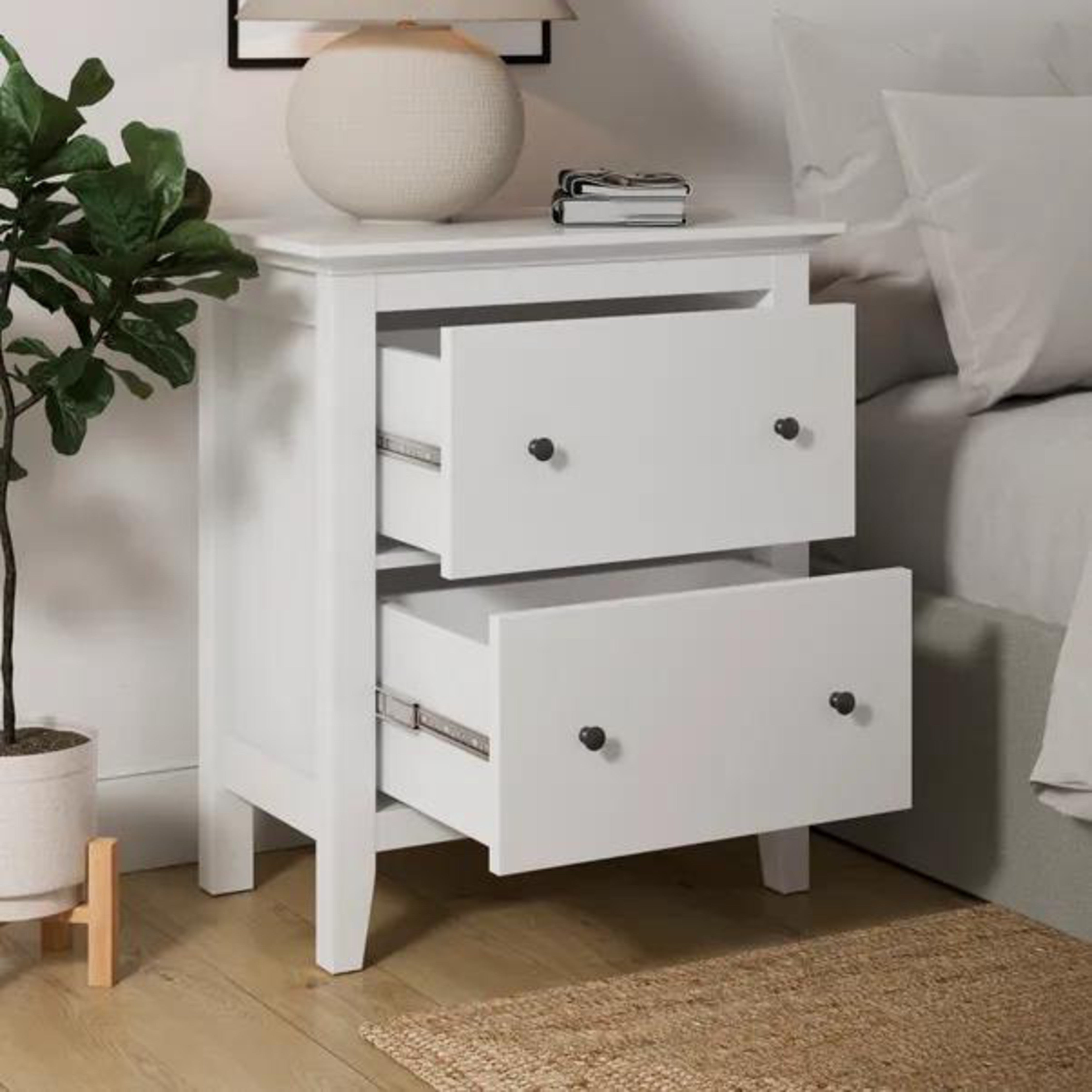Wynmist Solid Wood 2 Drawer Bedside Chest