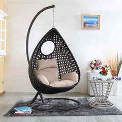 Piro Single Seater Hanging Swing With Stand For Balcony , Garden Swing (Dark Brown)