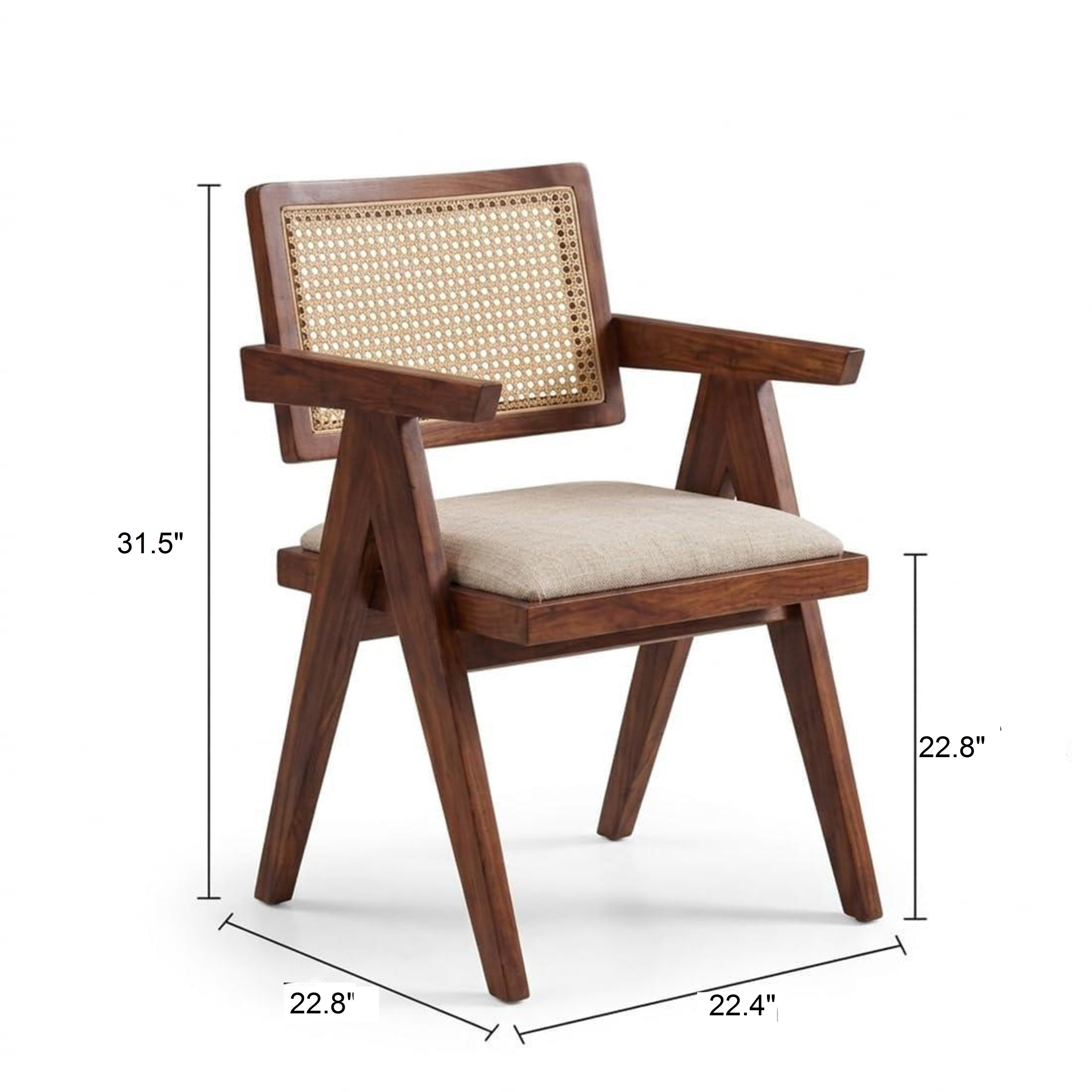Astera Sheesham Wood 4 Seater Dining Set with Natural Cane Chairs